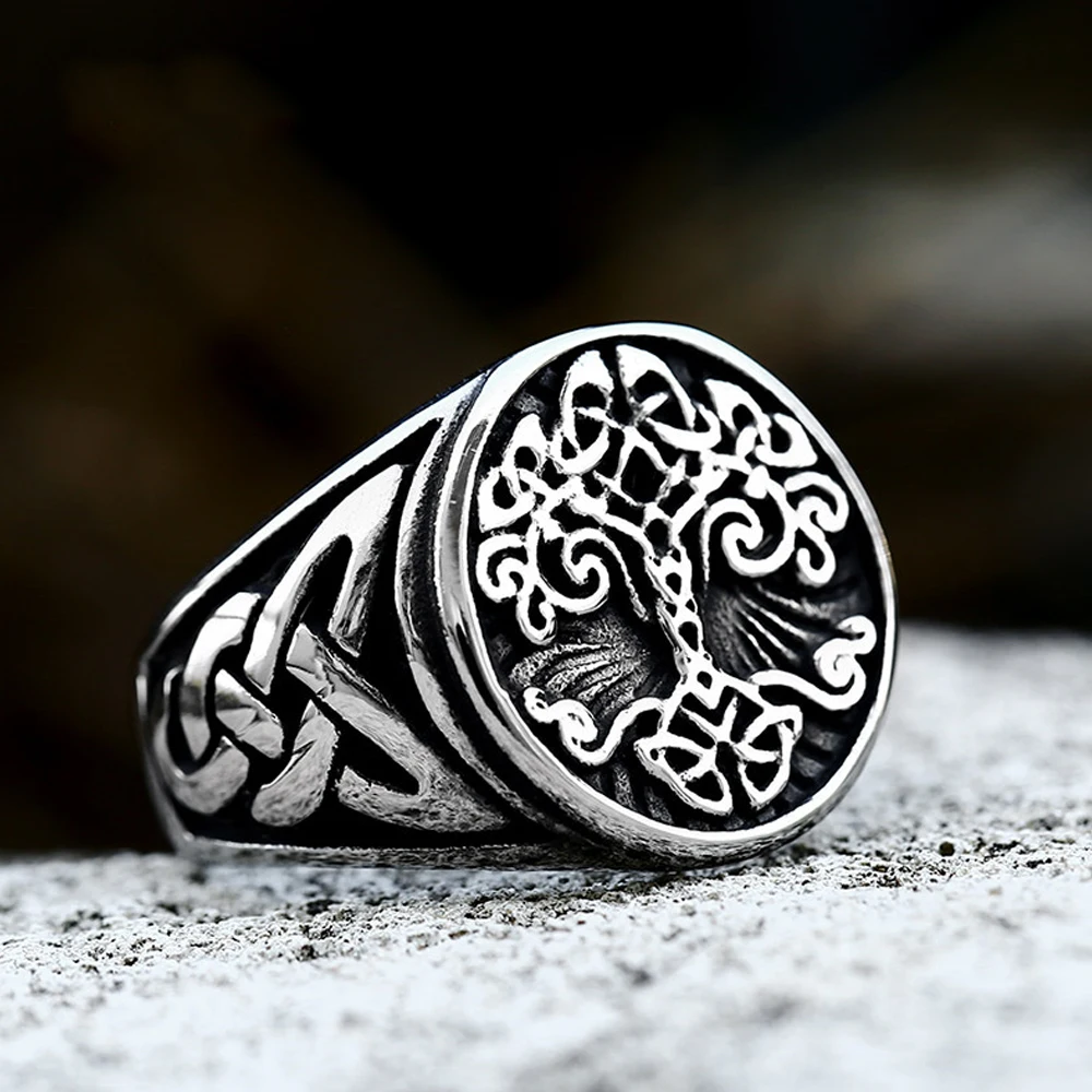 

Norse Mythology Yggdrasil Viking Tree Of Life Ring For Men Vintage Stainless Steel Viking Celtic Rings Amulet Viking Jewelry