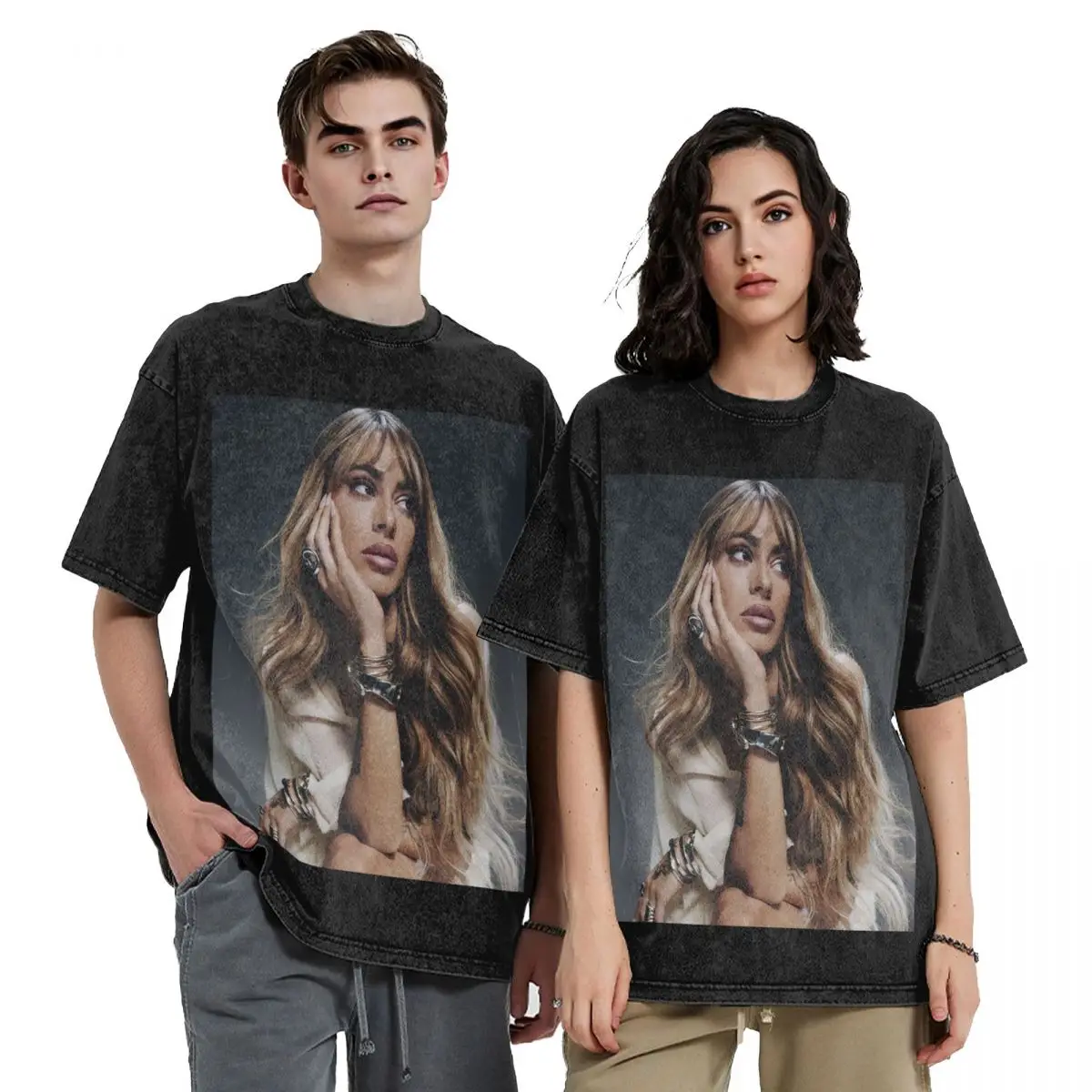 Фото Футболки с короткими рукавами в стиле хип-хоп Tini Stoessel Tour, футболки с эффектом потертости, уличная одежда, повседневные футболки для мужчин и женщин №1