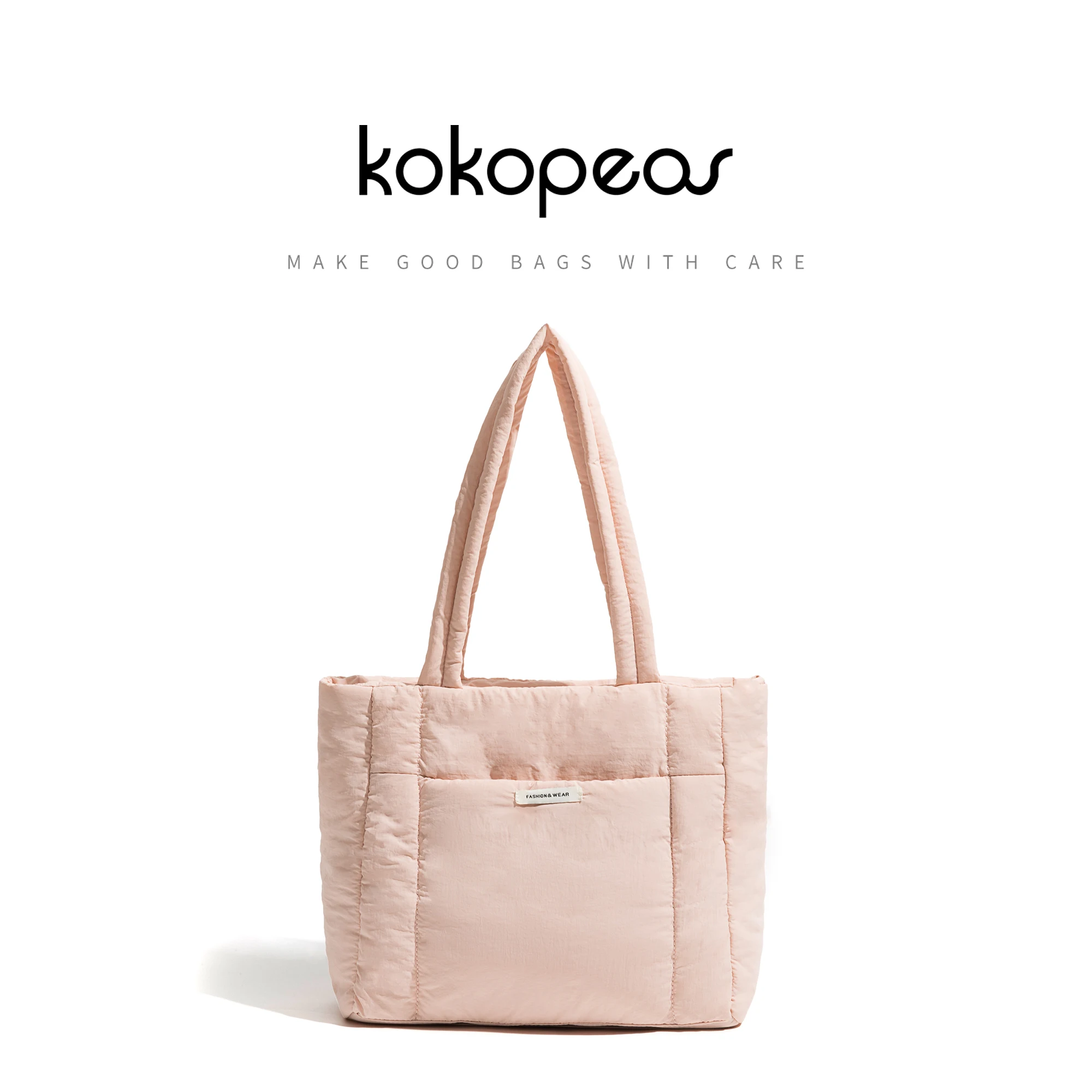 

KOKOPEAS Quilted Puffer Woman Shoulder Tote Bag Down Padded Simple Portable Female Handbag Casual Soft Square Ladies Purse