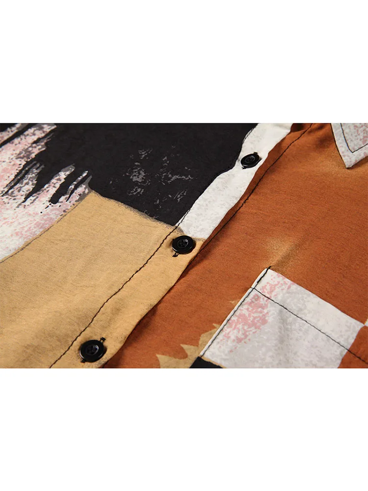 Женские винтажные модные блузки с масляным принтом уличная одежда рубашки