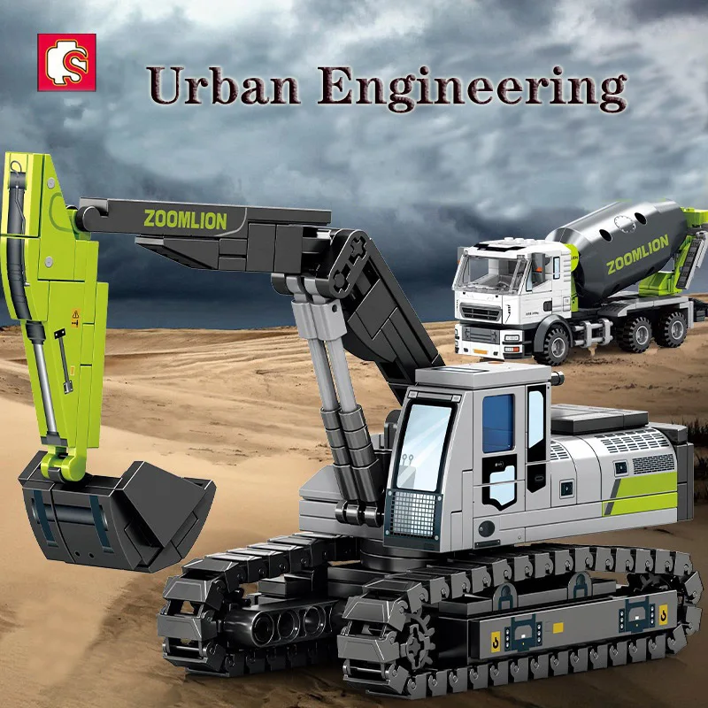 

Engineering Truck Building Blocks Crane Bulldozer Excavator Mixer Car City Construction MOC Bricks Set DIY Toy For Children Kids