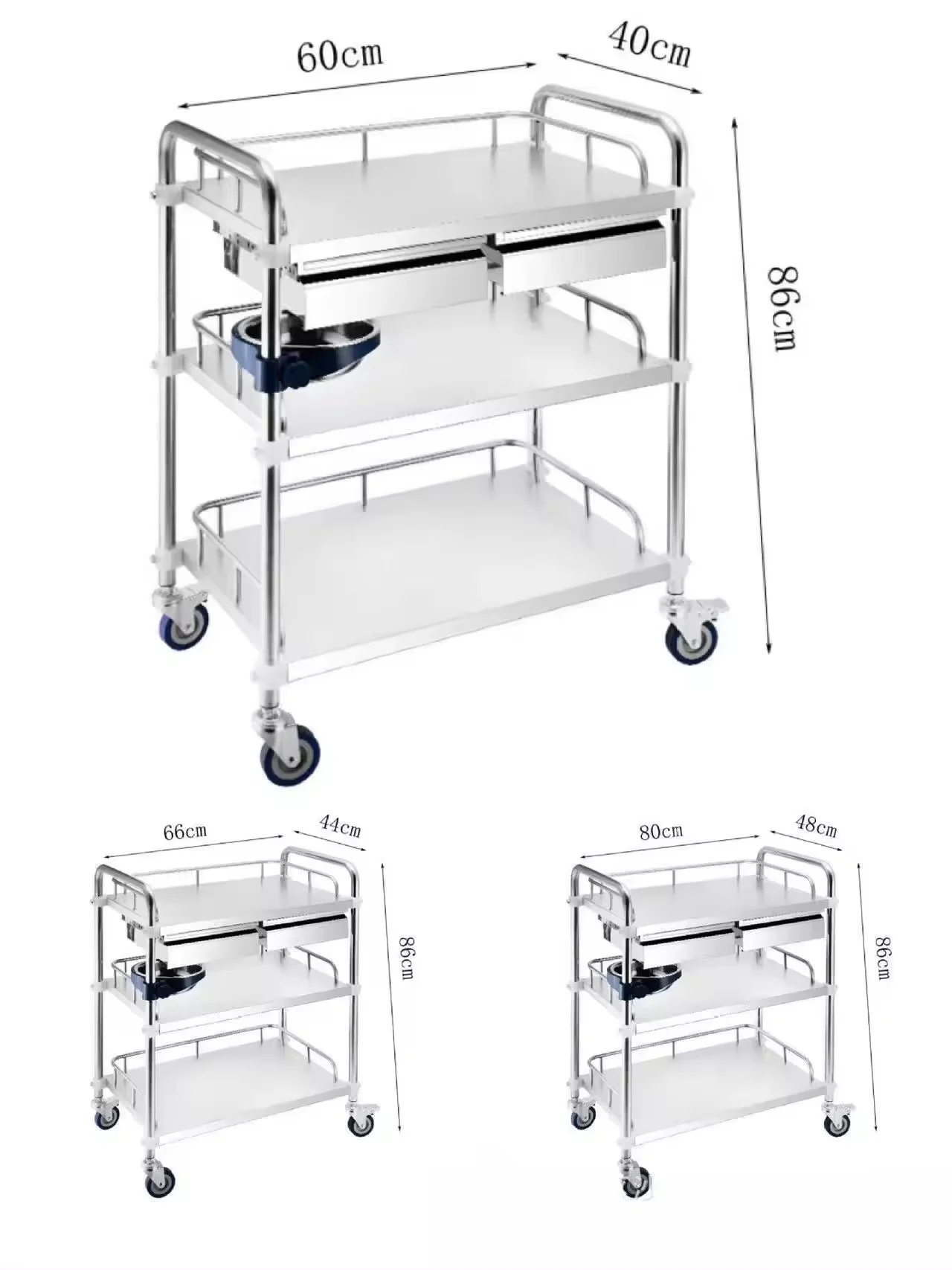 Регулируемая Тележка из нержавеющей стали тележка для инструментов туалетного