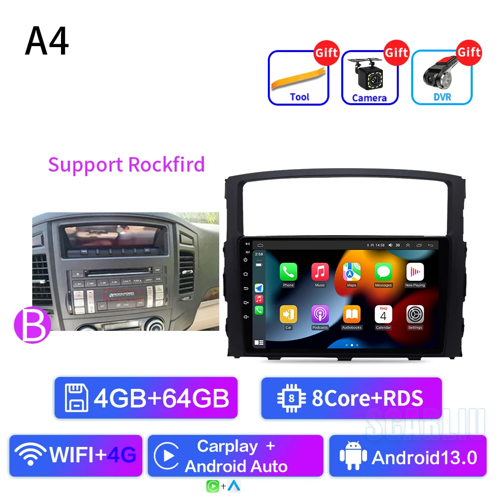 

Автомобильное радио Android 16 QLED для Mitsubishi Pajero 4 V80 V90 2006-2024, авторадио, мультимедийный плеер, GPS для Carplay Android Auto bt