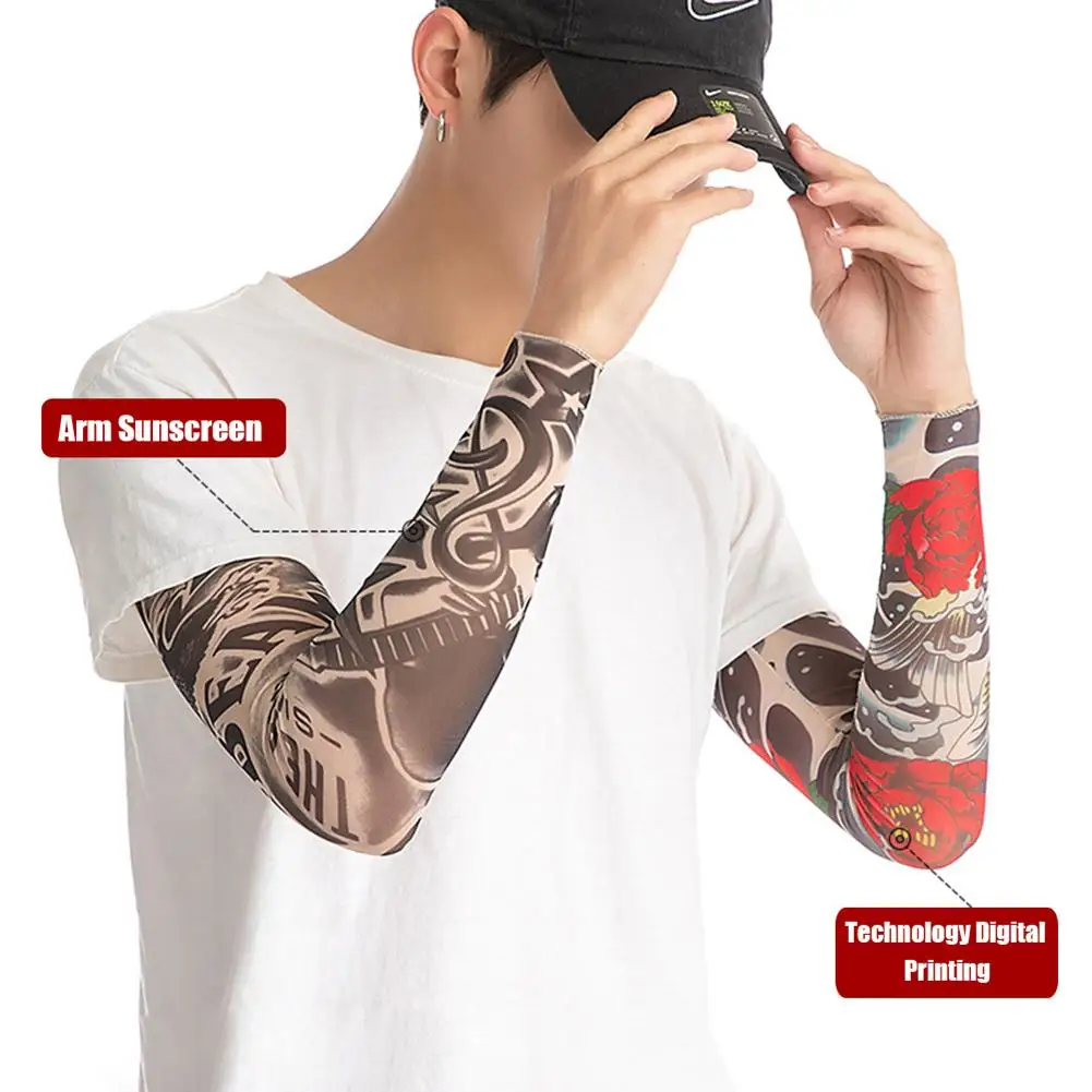 

2PCS Arm Sleeves For Men Women Seamless UV Sun Protection Cooling Fake Tattoos Sleeves For Cycling Fishing Golf 39cm Wholesale