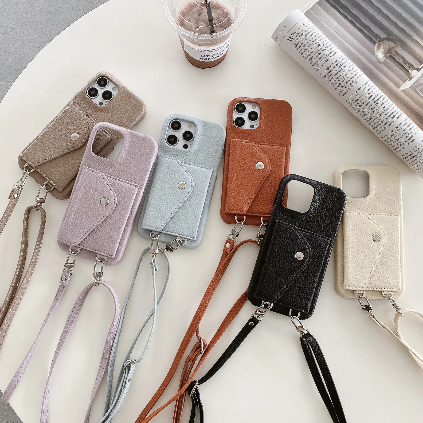 Luxury Crossbody strap lanyard wallet leather case for iPhone 13 12 11pro 14pro max 12mini xr xs 6p 7 8 card holder phone cover