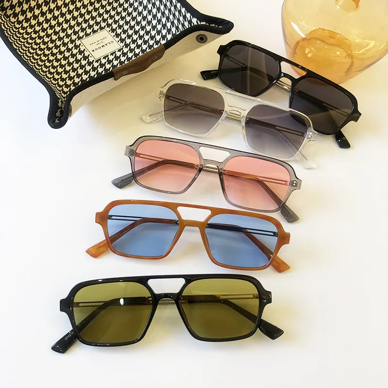 2022 Fashion Trendy Retro Brand Rectangle Sunglasses Women Orange Blue Shades Women 90s Vintage Square Sun Glasses Men S465