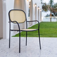 new design furniture balcony rattan wicker garden chair and table indoor outdoor dining stackable steel framer arm chairs