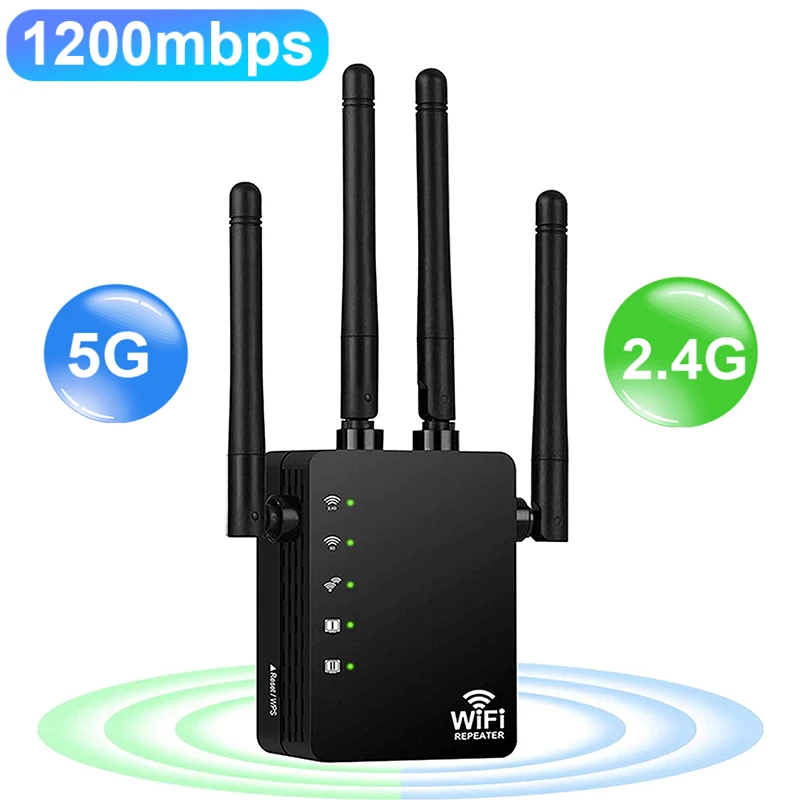 5G WIFI Extender Wireless Wi-Fi Booster Repeater Dual Band 1200Mbps Network Amplifier 802.11ac Long Range Signal Wi/Fi Repetidor