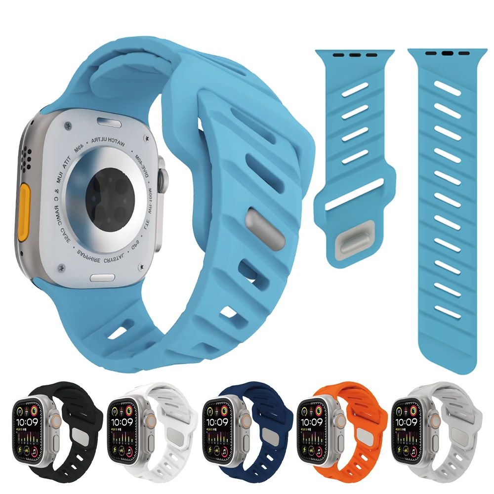 Фото Ремешок для Apple Watch Band Series 10 9 6 5 3 7 8 Ultra 2 SE 44 мм 45 мм 49 мм 46 мм 42 мм спортивный силиконовый браслет correa ремешки iWatch №2