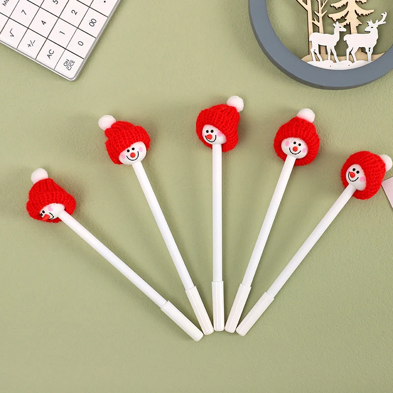 

Милые Мультяшные рождественские кавайные гелевые ручки, пластиковые гелевые ручки с милым снеговиком и улыбающимся лицом, канцелярские то...