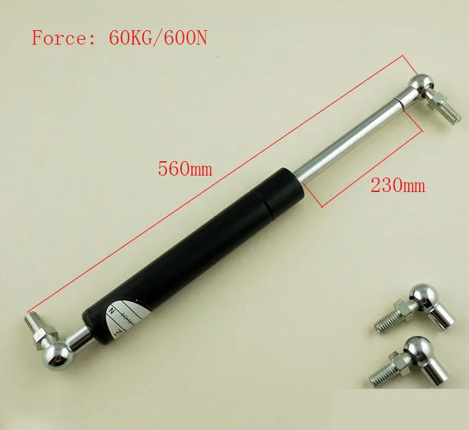 

230mm Stroke 60kg/600n Force Auto Gas Spring Damper Ball Gas Strut Shock Spring Lift Prop Automotive M8 Gas Spring 560mm