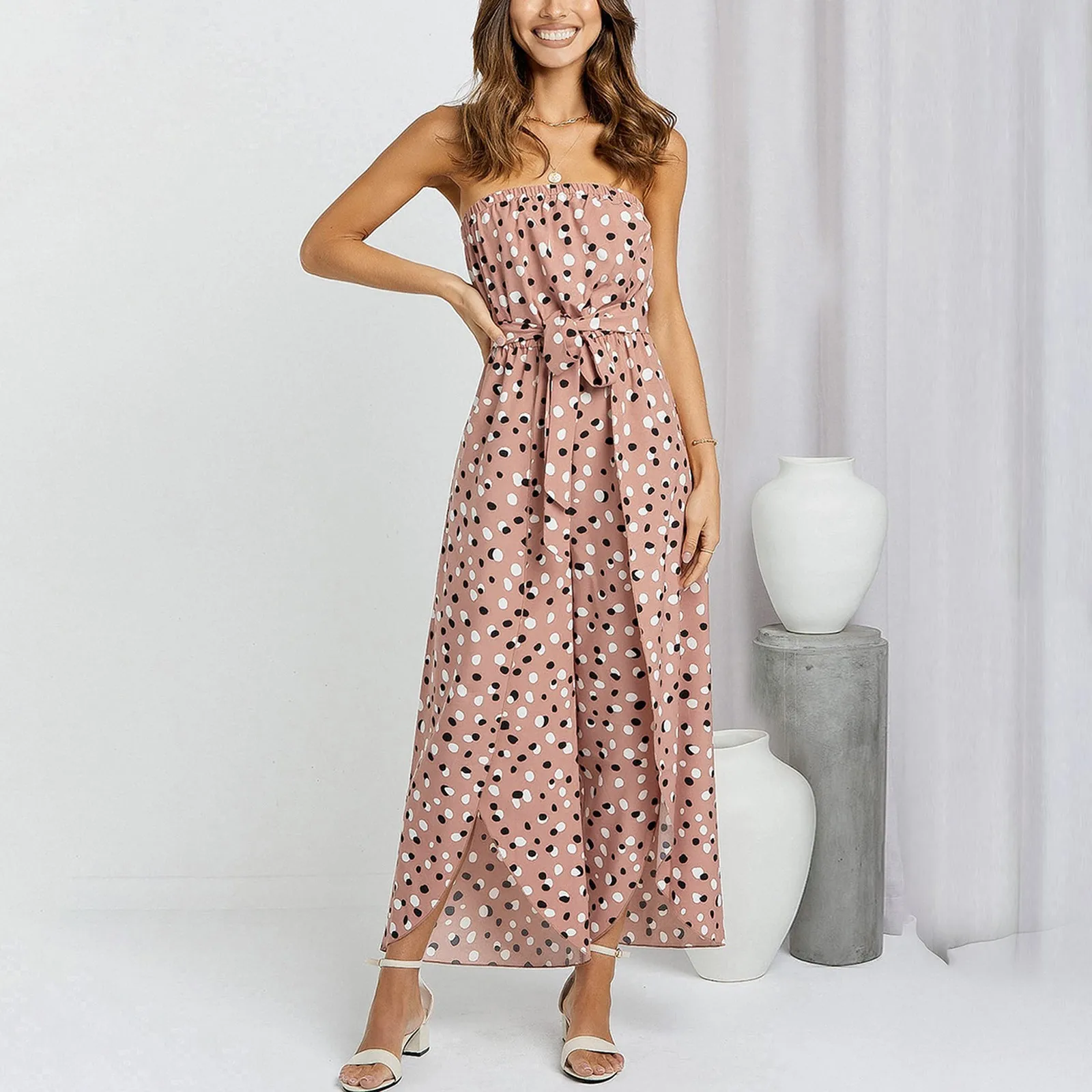 

Fall Jumpsuits for Women Wedding Guest Women's Jumpsuits Summer Casual Off Shoulder Strapless Floral Women Bell Bottom Jumpsuit