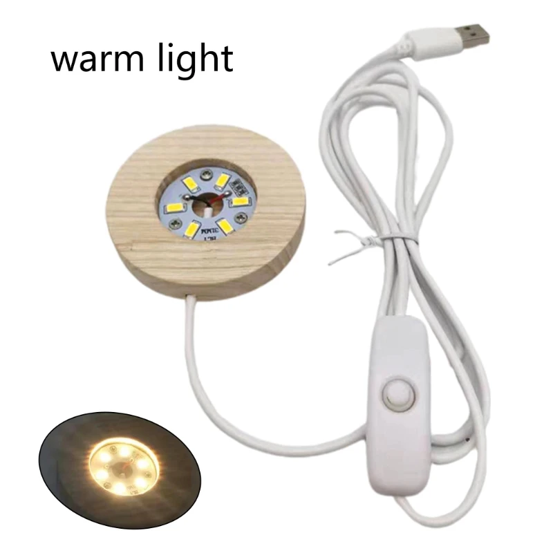

Round Shaped LED Night Light Wood Material Holders for Crystal Glass Ball Illumination Lamps Accessories 2 Colors Choose R9UF