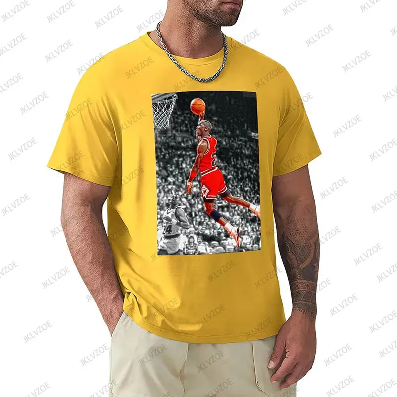 Футболка мужская оверсайз с принтом баскетбольных звезд из хлопка 2024