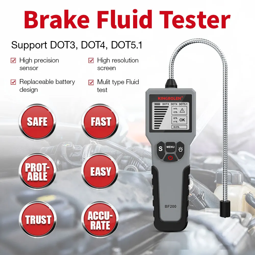 

Brake Fluid Tester Digital 12V Auto Car Brake Oil Tool BF100/BF200 DOT3 DOT4 DOT5.1 LED Indicator check Display Auto Oil tool