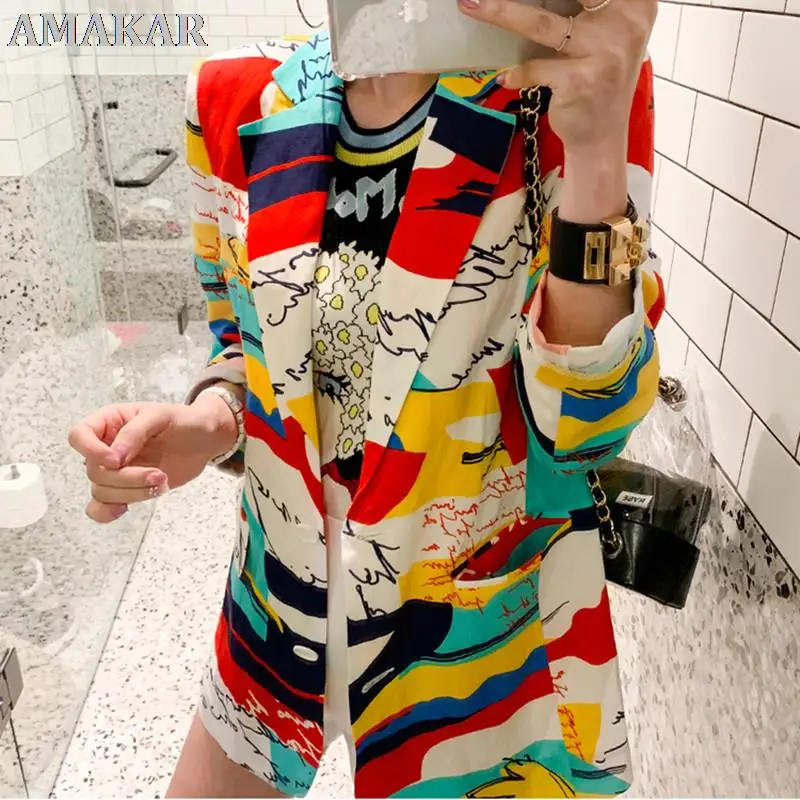 

Женский блейзер с надписью, свободный блейзер с длинным рукавом и английским воротником, модная верхняя одежда разных цветов, 2020