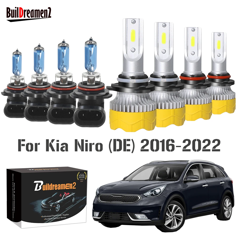 

4 Pieces Car Front Headlight Low High Beam For Kia Niro (DE) 2016-2022 LED Halogen Bulb Headlamp 12V