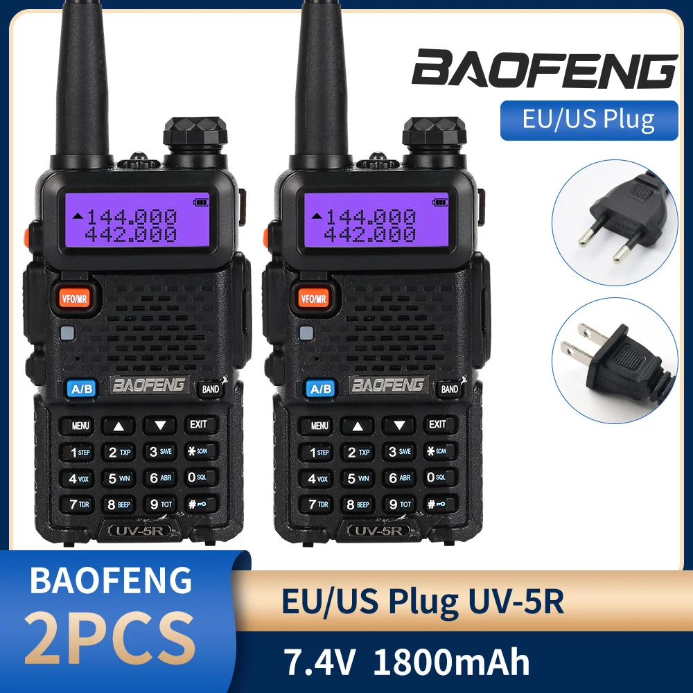

Рация BaoFeng, 10 км, профессиональная, Двухдиапазонная, VHF UHF 400-520 МГц UV 5R, двусторонняя радиостанция, 1 шт./2 шт.
