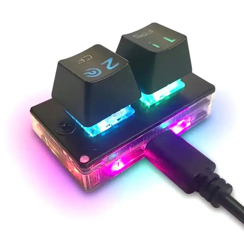 

Программируемая мини USB клавиатура для копирования и вставки, 2-клавишная клавиатура, мини Механическая RGB клавиатура, эргономичная 2-клавишная RGB подсветка для женщин