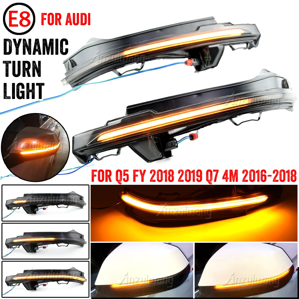 

LED Flowing Water Blinker Side Rear-view Mirror Dynamic Turn Signal Light For Audi Q5 FY 2018 2019 Q7 4M 2016 2017 2018