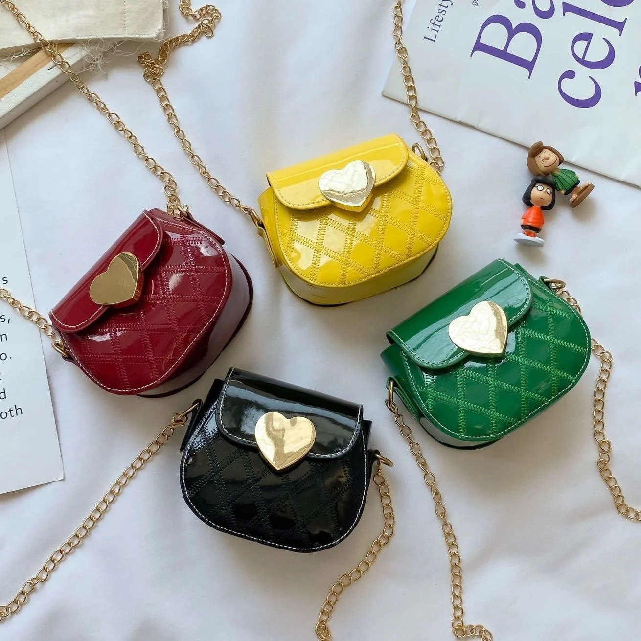 

Lovely Patent Leather Children's Crossbody Bags Cute Little Girls Mini Shoulder Bag for Kids Coin Purse Small Handbags