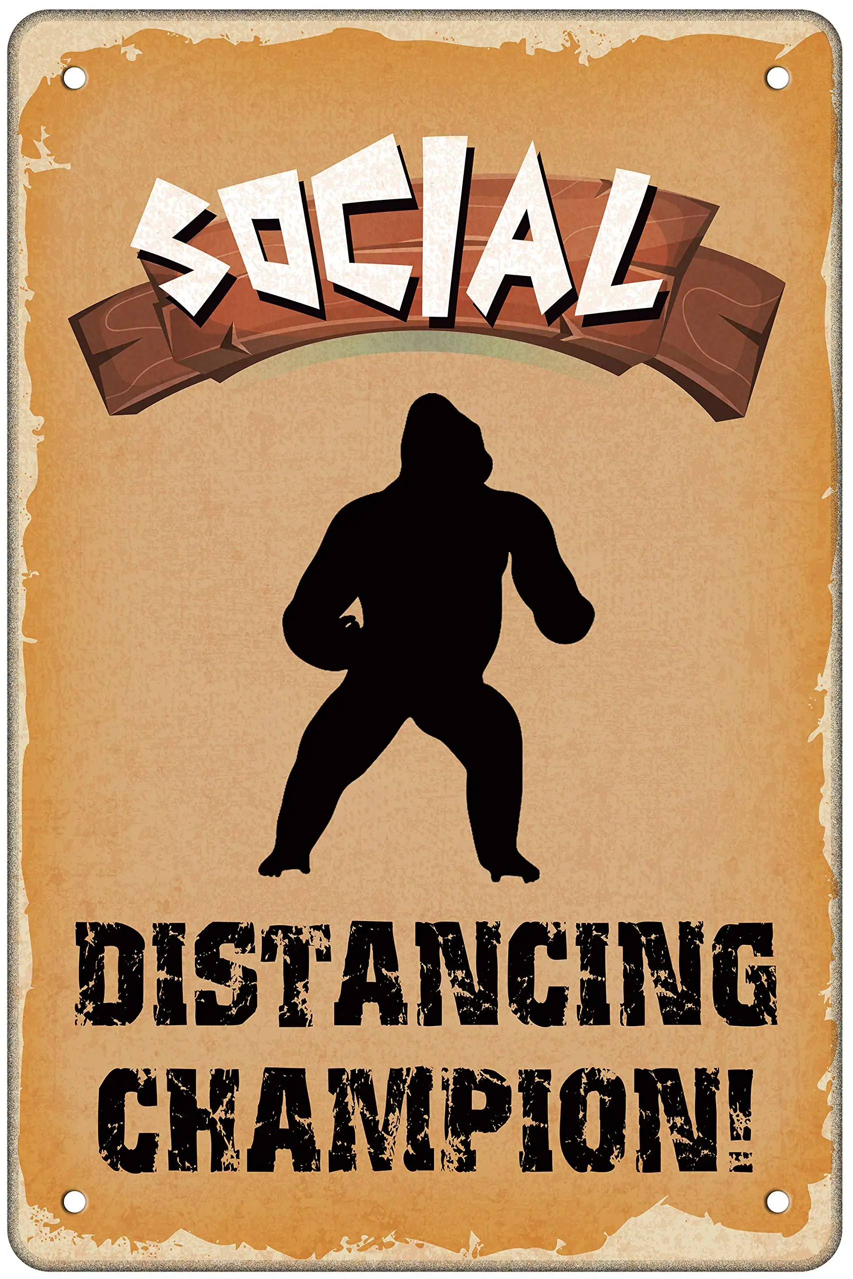 Оловянная вывеска Muatoo 8x12 дюймов Чемпион социального дистанцирования!