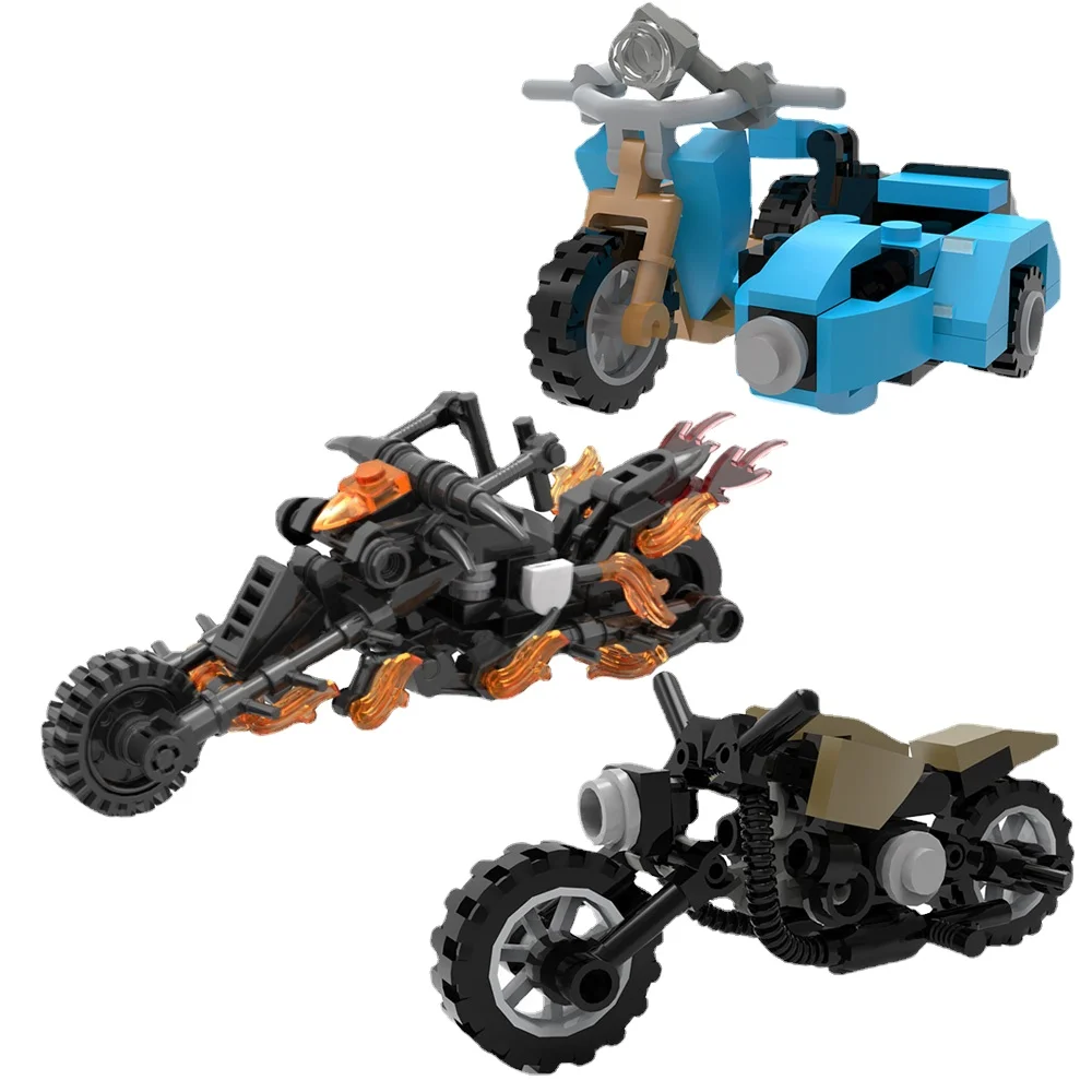 MOC Ghosted-Riders Motorcycle Building Block Set Magic Sidecars Ghost Motorbike Brick Model Toy DIY Kids Assmble Toys Kids Gift
