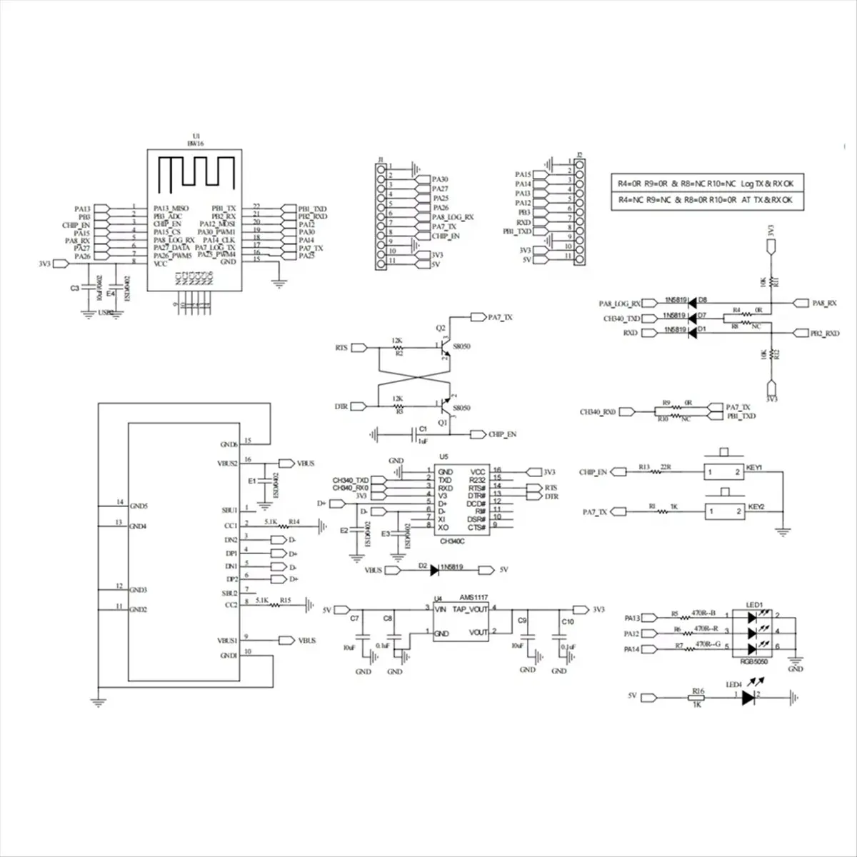 Фото Плата разработки AA80 BW16-Kit с модулем RTL8720DN, двухдиапазонным Wi-Fi, низкопотребляющим Bluetooth BLE и интерфейсом Type-C. №2