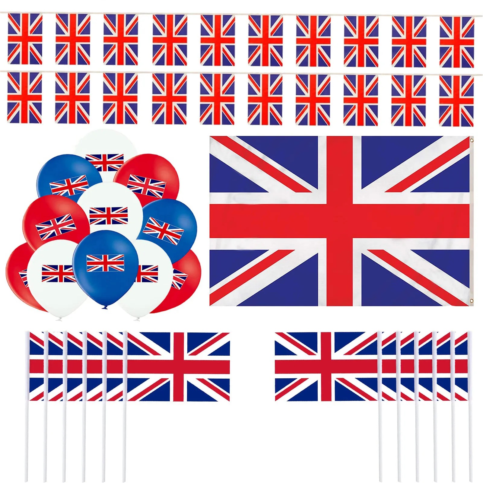 

Украшения для вечеривечерние Union Jack, 87 шт., украшения для юбилейной вечеринки, синие, белые, красные воздушные шары, украшения для патриотиче...