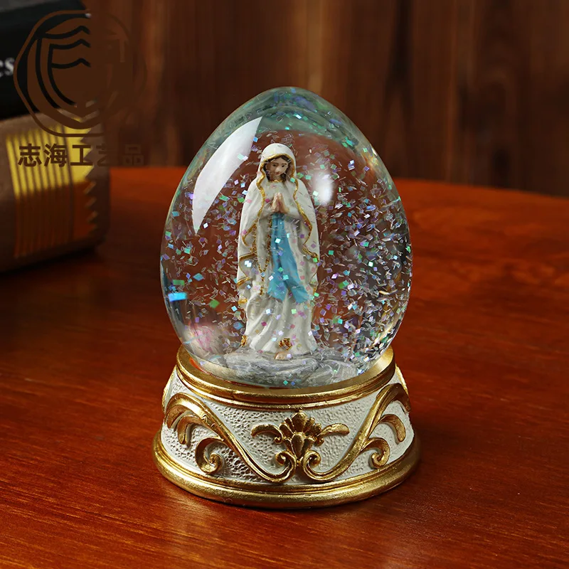 Статуя Девы Марии католическая смола в форме яйца водяной шар ремесла домашнее