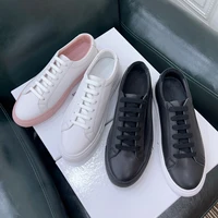 small white shoes womens leather lace up flat sole shoes 2022 spring and autumn new walking leisure sports mens shoes