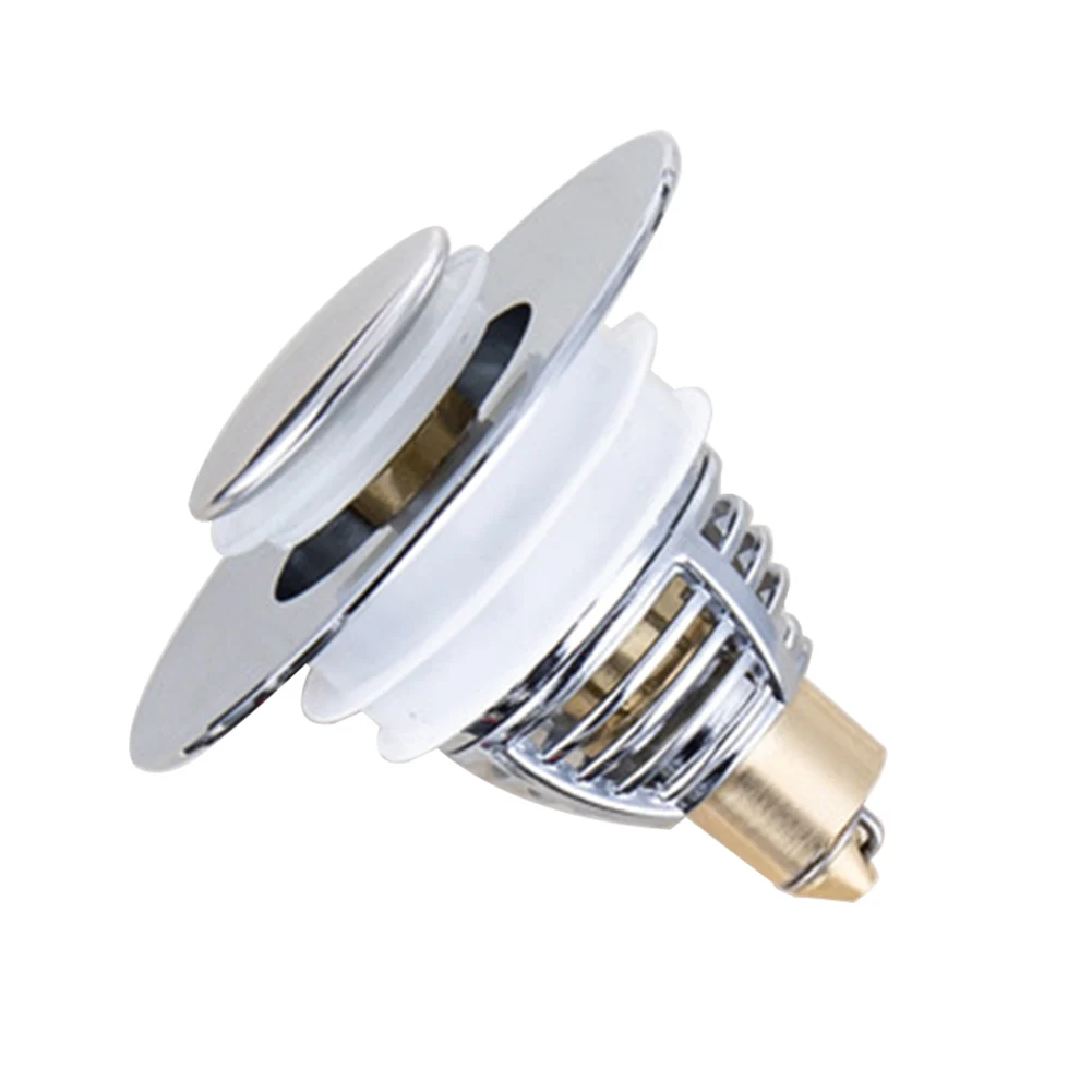 

Sink Stopper Kitchen Bounce Core Universal Stainless Steel Basin Bathroom Drain Filter With Basket Hair Catcher Plug Push Type