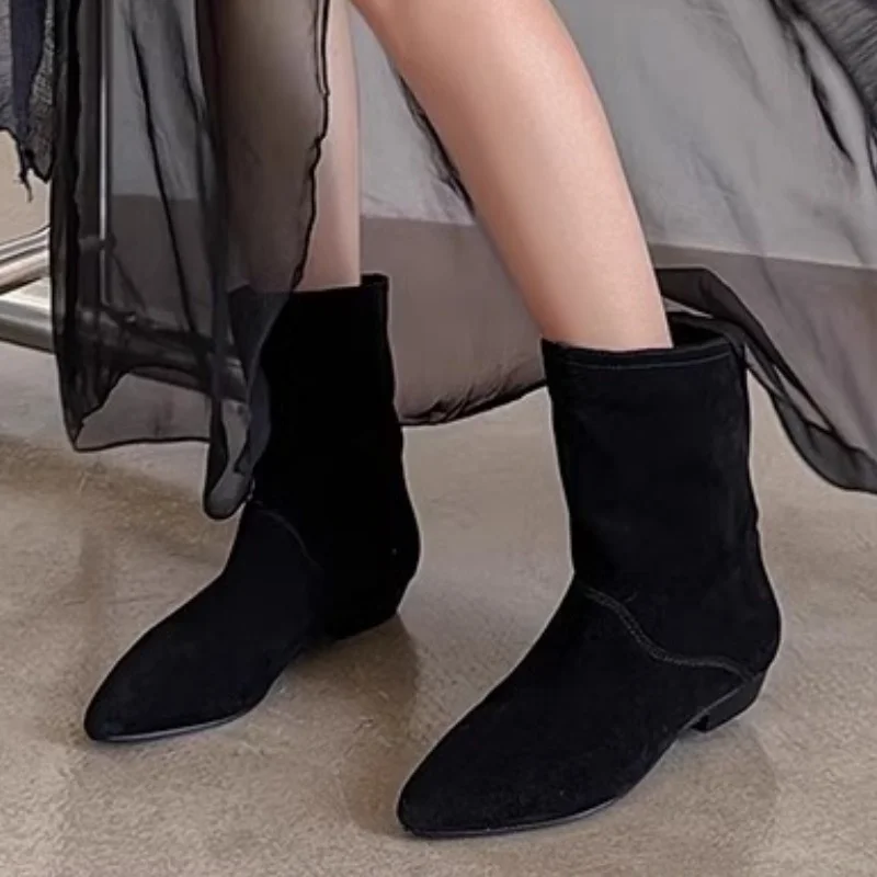 Замшевые женские ботильоны зимняя трендовая женская обувь новая модная