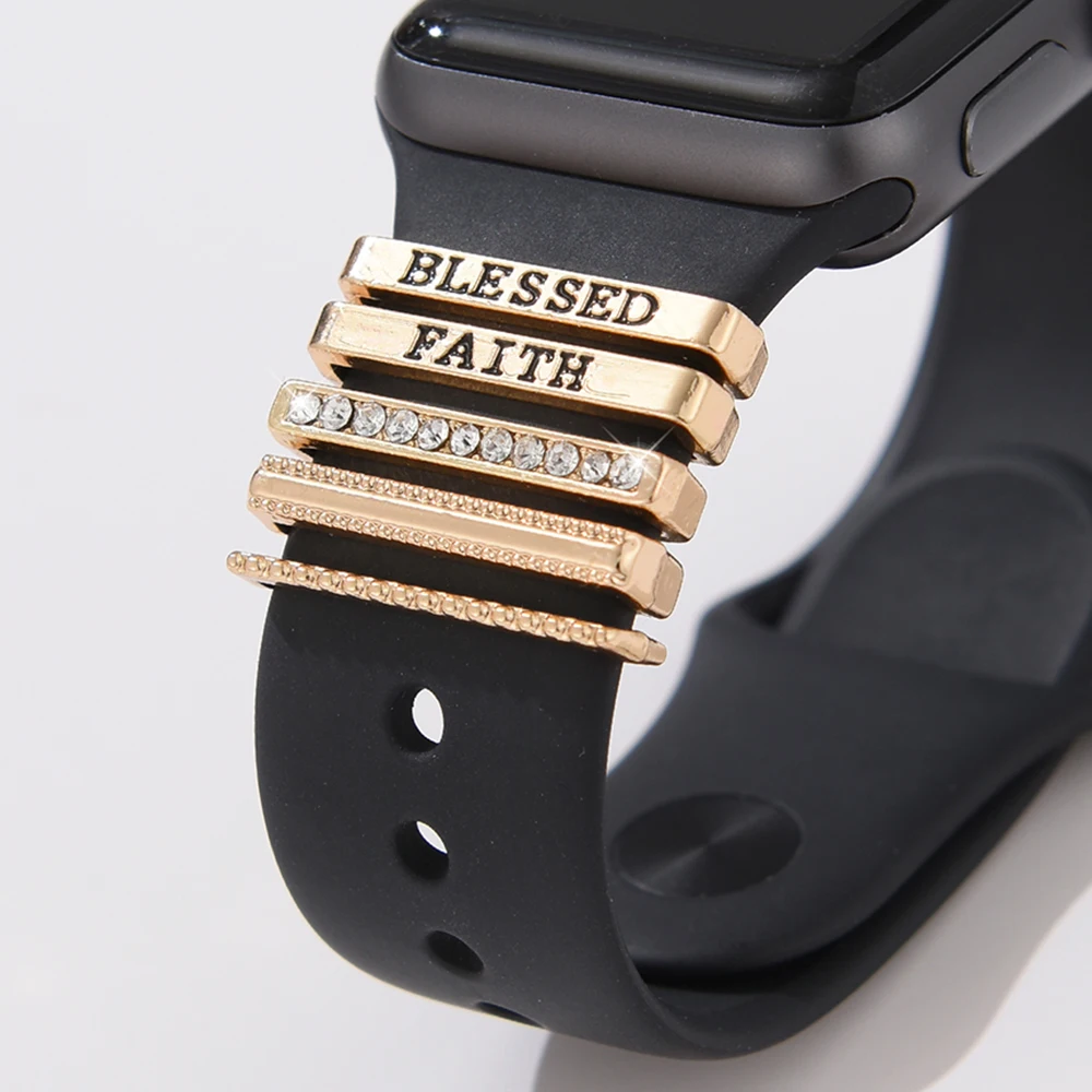 Набор Пряжек Для Часов Apple Strap Series Из 5 Стильных Украшений С Буквами
