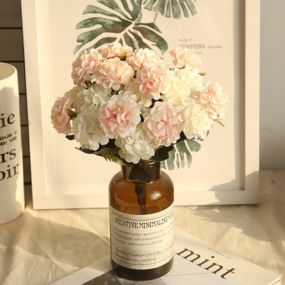 Искусственный цветок гидрангеи из шелка с 10 головками для фотосессий, декора вечеринок и создания букетов на столе.