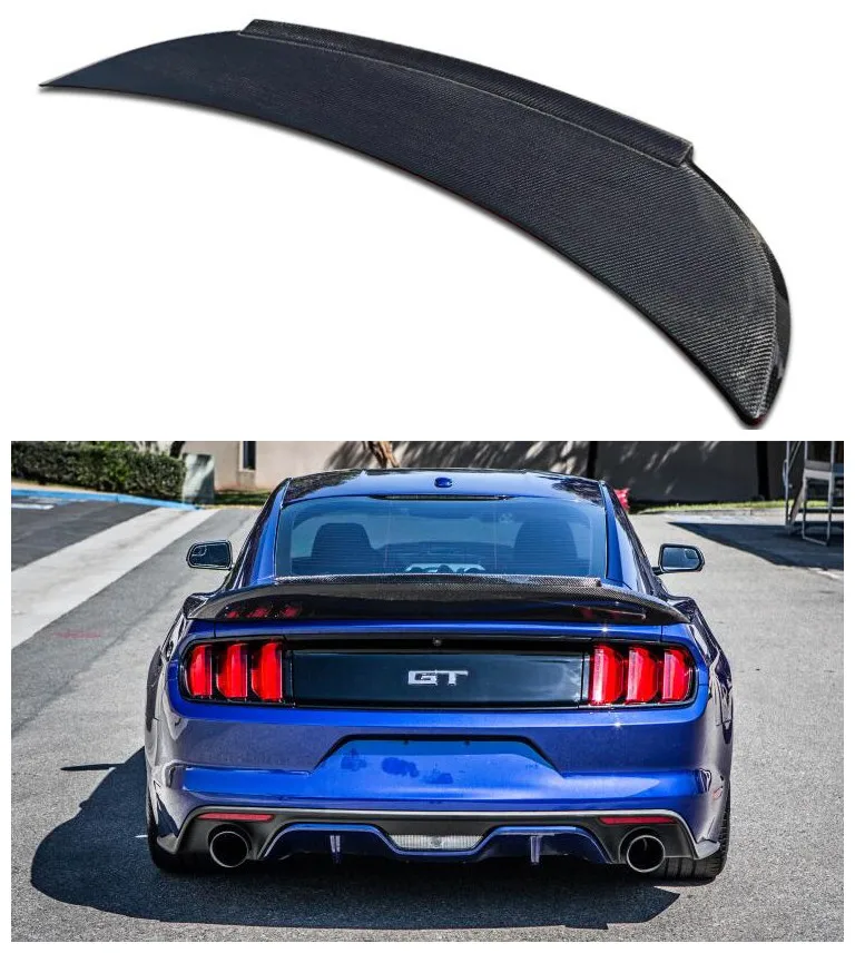

High Quality Carbon Fiber / ABS Car Rear Trunk Lip Splitters Wing Fits For Ford Mustang 2015 2016 2017 2018 2019 2020