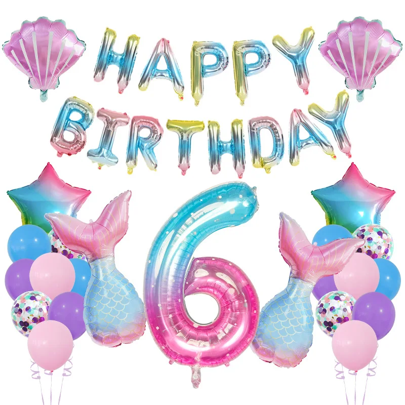 

Mermaid Birthday Party Starry Sky Number Balloon Happy Birthday Letter Balloon Mermaid Latex Balloon Birthday Party Decoration