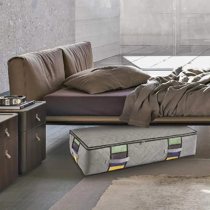 Under Bed Storage Bag 4-pack Large Capacity Foldable Underbed Organizer with Clear Window, Sturdy Handles and Zippers for Season