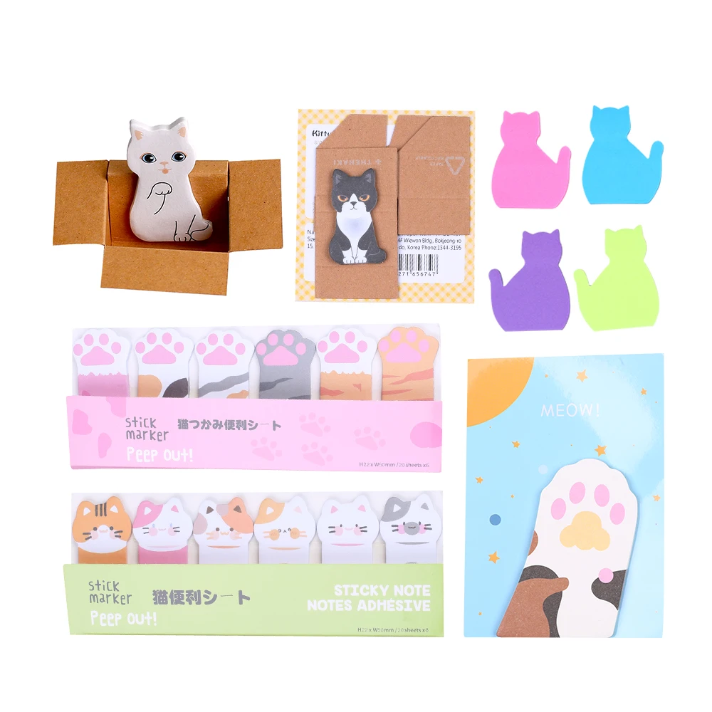 

Korean Box Cat Paw Sticky Notes Tab Cute Kawaii Mini Memo Pad Post Notepad Index Bookmark Girl Kids Stationery School Cool Thing