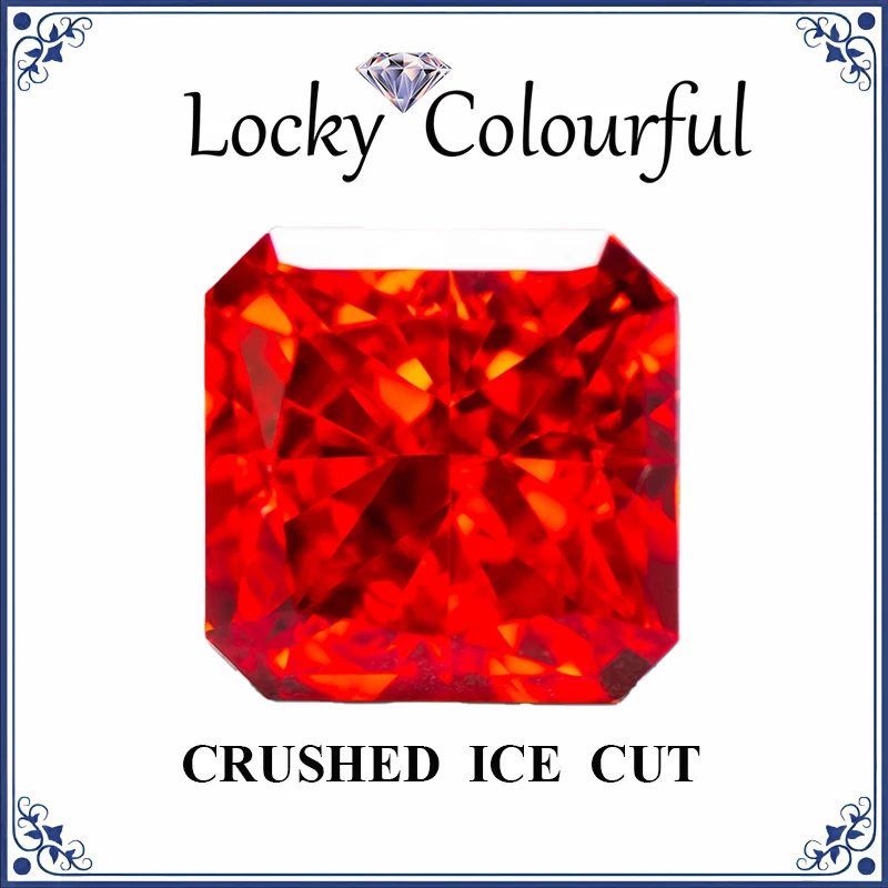 Кубический цирконий измельченный льд форма Asscher подвески красного цвета бусины