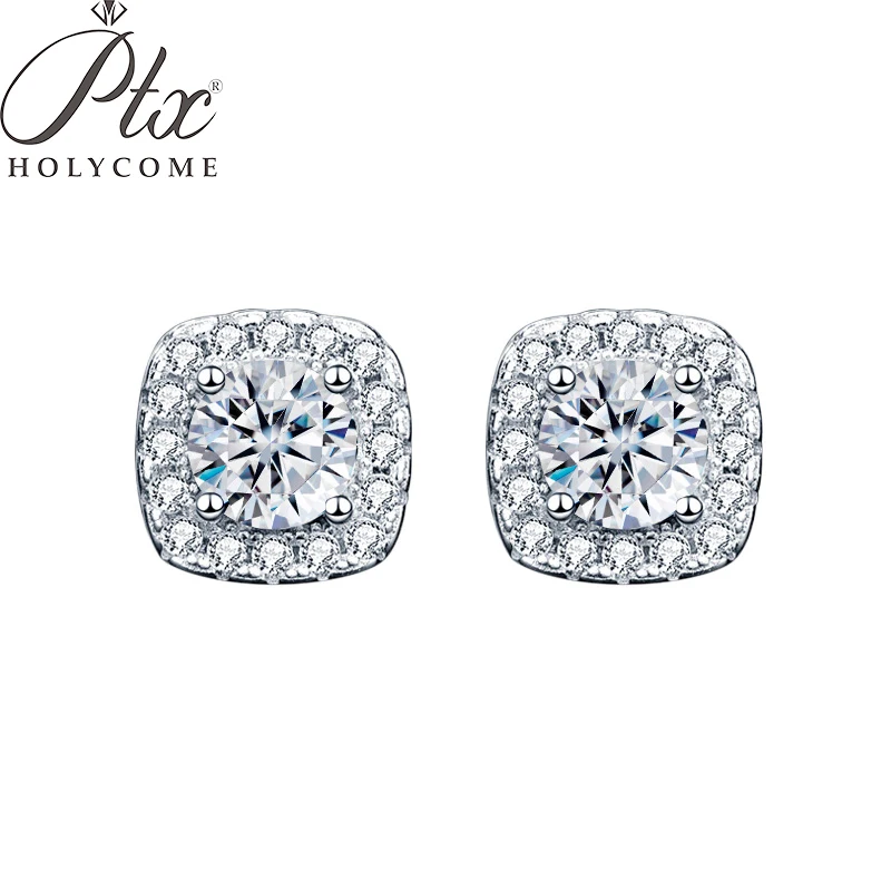 

PTX Holycome Real 1 Carat D Color Moissanite Earrings For Women 100% 925 Sterling Silver Earring 2022 Trend Wedding Jewelry