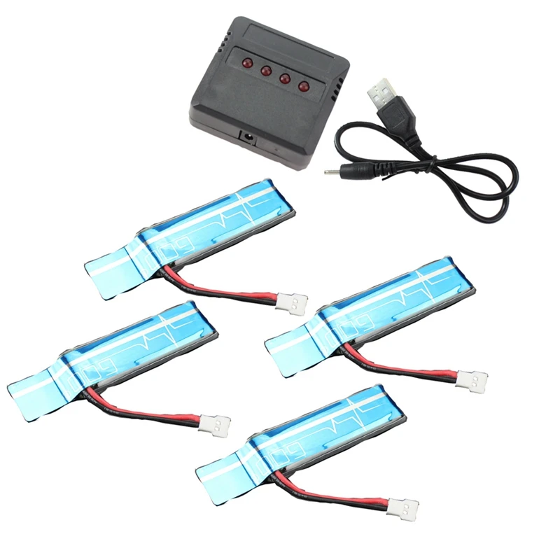 4 шт. улучшенный литий-полимерный аккумулятор 3 7 в 520 мАч 30C с USB-зарядным