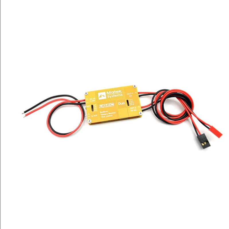 

Matek System Dual UBEC 4A / 5-12V & 4A / 5V Built-in Aux RC Control Switch with Low Voltage Alarm Ues for RC Racing Drones Parts
