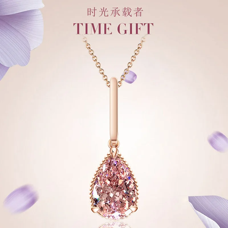 

Real Natural Pink Topaz Jewelry Pendant 14K Rose Gold Necklace Women Collares Mujer Naszyjnik Bizuteria Bohemia 14 K Pendants