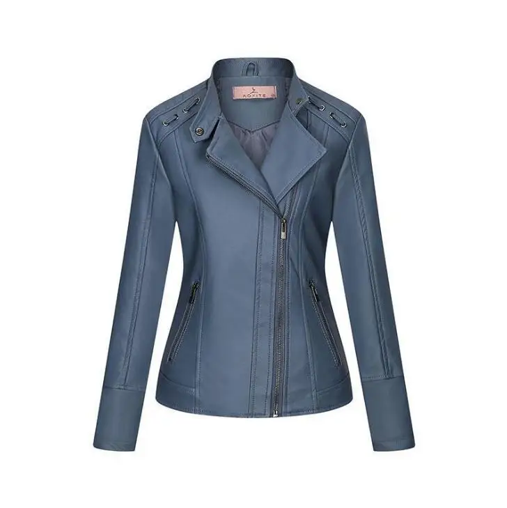 autumn winter womens leather jacket women Oblique zipper black Motorcycle jackets for women 2022 women coat enlarge
