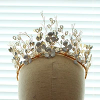 o638 1 retro bridal crown crystal beads ceramic flower bridesmaid headpiece women pageant perform gift tiara wedding accessories
