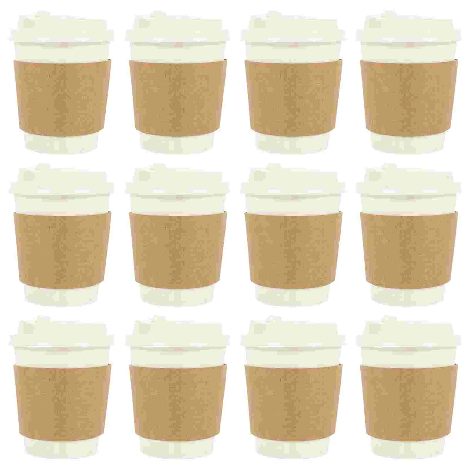 

Cups Paper Coffee Hot Disposable Cup Beveragelids Oz Mugs Espresso Drinksto Go Togo Container Take Out Brown Sleeve Dome Drink