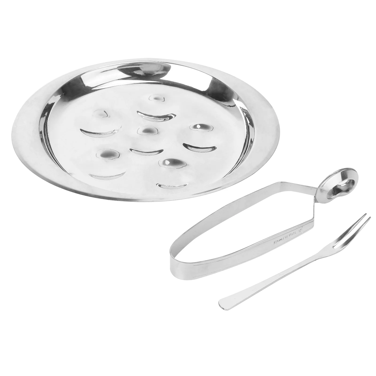 

Escargot Dish Snail Plate Tongs Baking Serving Set Steel Stainless Kitchen Plates Seafood Oyster Forkstray Cooking Dining Fork