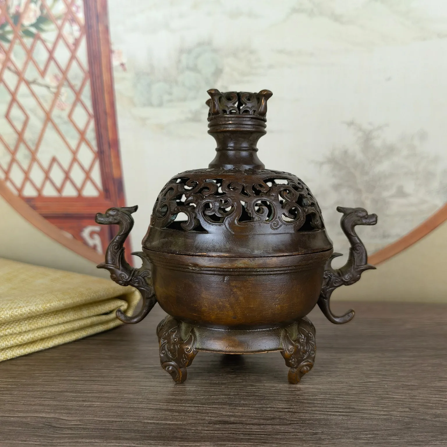 

Медная курильница Pixiu