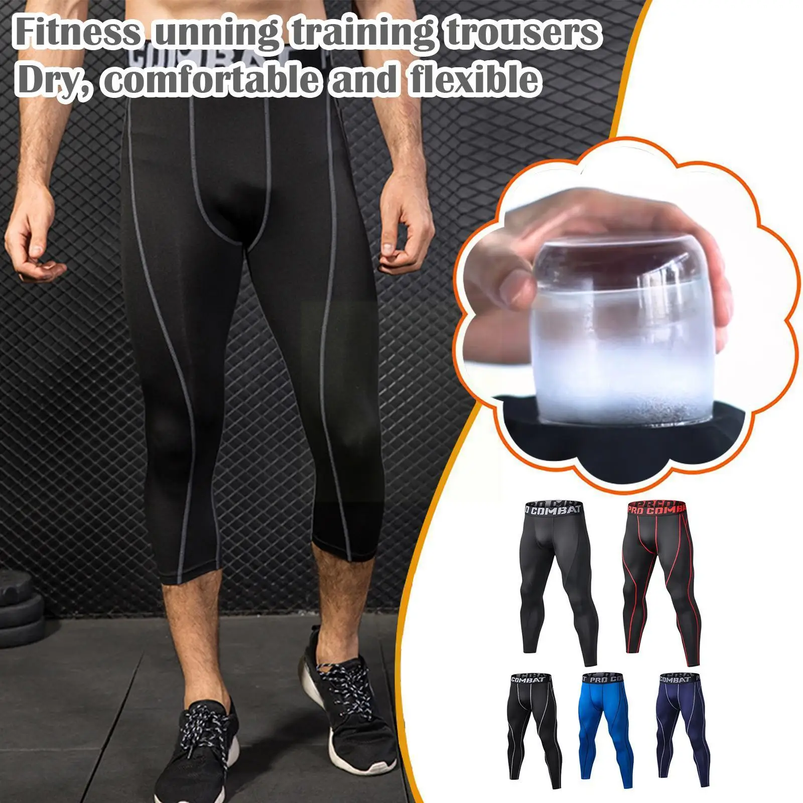

Men Quick Dry Stretch Base Layer Running Tight Shorts Sport Trousers Exercise Cycling Cropped Fitness Pant Basketball Leggi H0b4